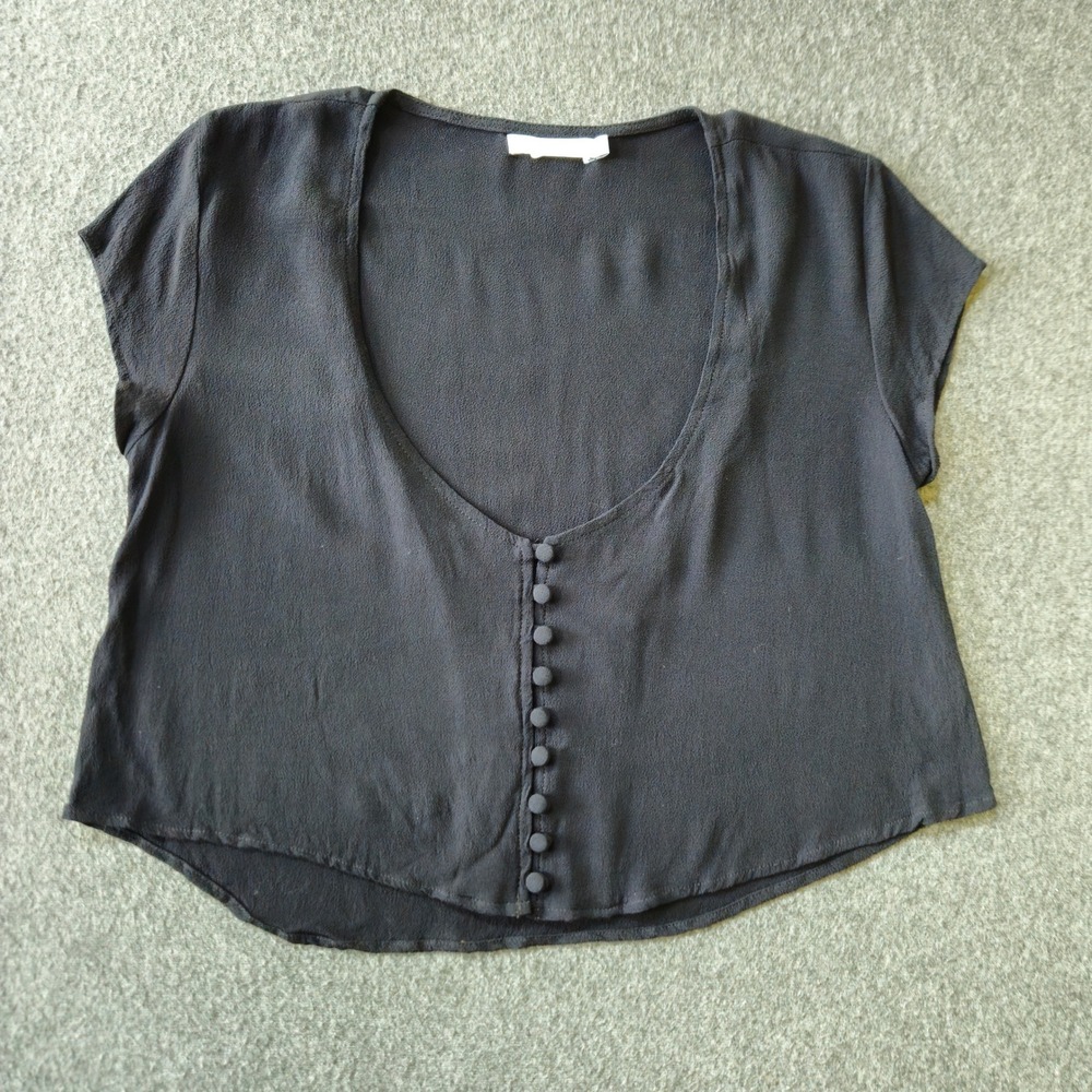 Flynn Skye Venice Crop Top S Black Button Scoop Whimsigoth Witchy Dark Romance